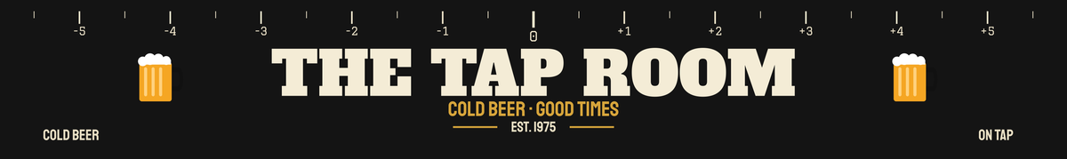 The Tap Room custom dart oche — black and gold bar design